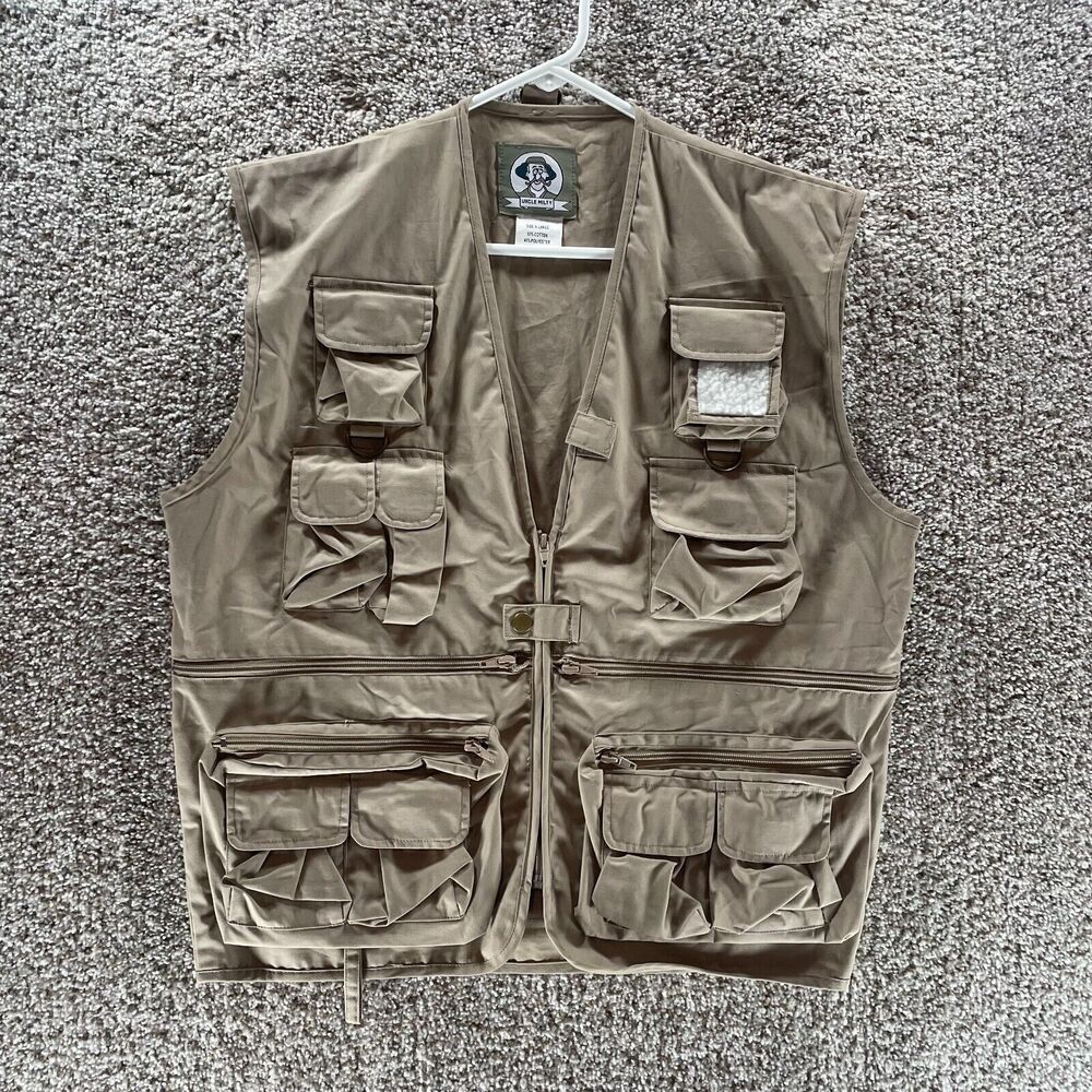 Uncle Milty Vest Mens Extra Large Tan Pockets Fly Fishing Hunting Outdoors Adult